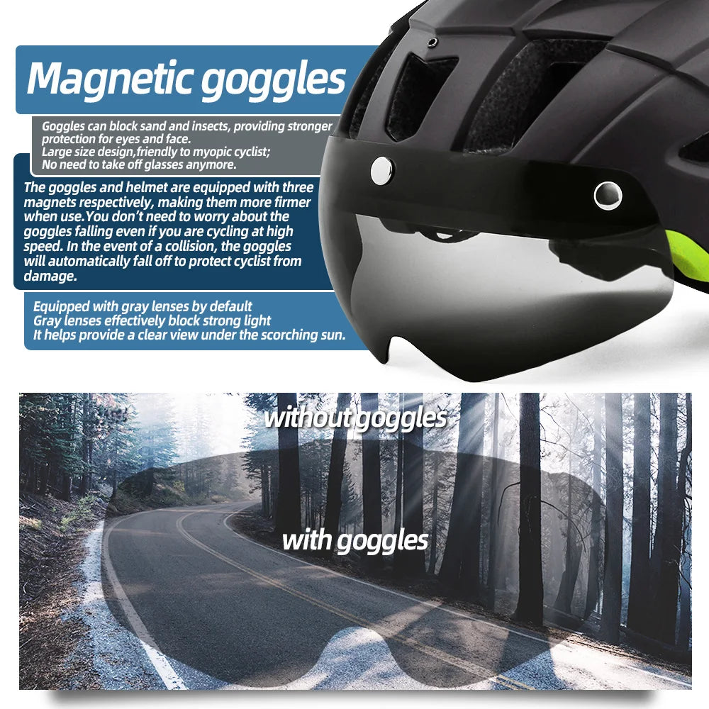 VICTGOAL Bike Helmet LED With Sun Goggle Visor - Enterprise Express