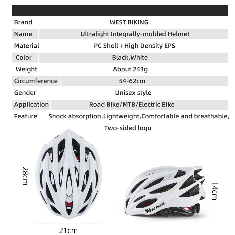 WEST BIKING Ultralight Integrally-Molded Helmet - Enterprise Express
