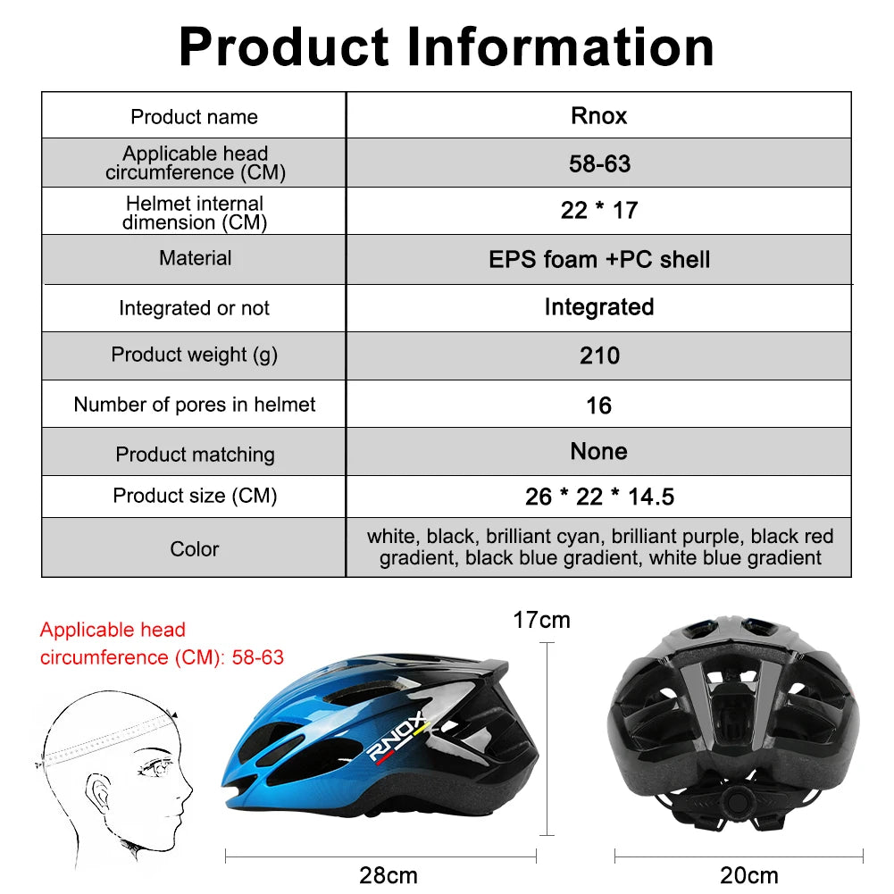 RNOX Ultralight Helmet Cycling Integrally-molded - Enterprise Express