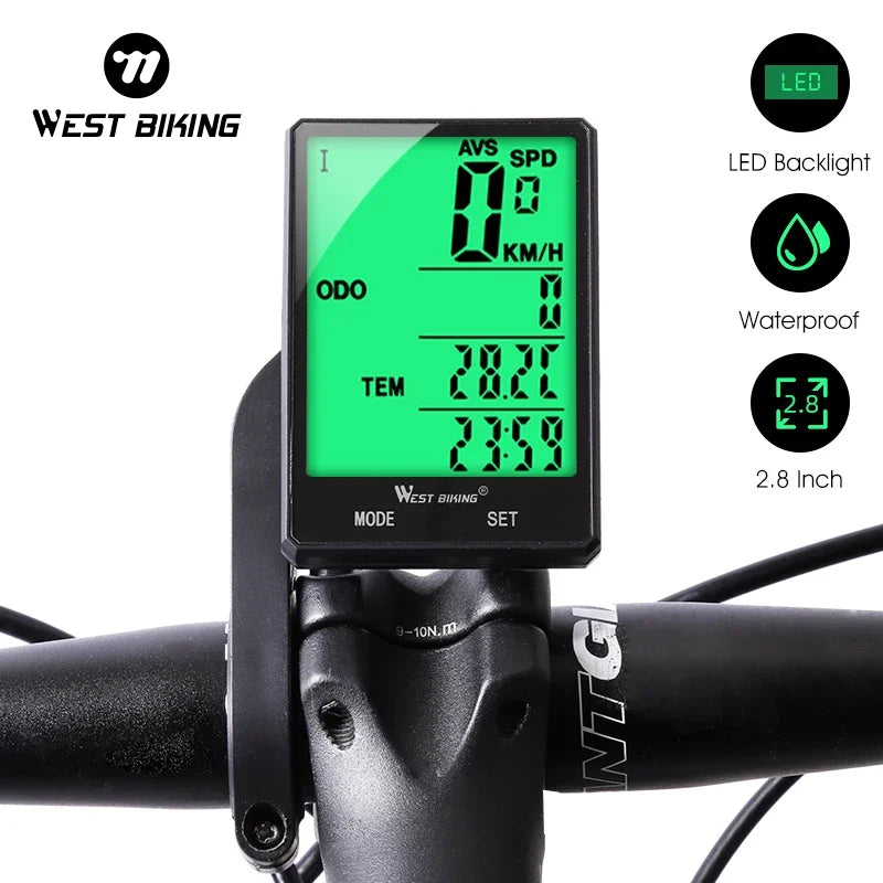 West Biking Bike Computer Wireless/Wired LCD Digital Bike Speedometer Odometer - Enterprise Express