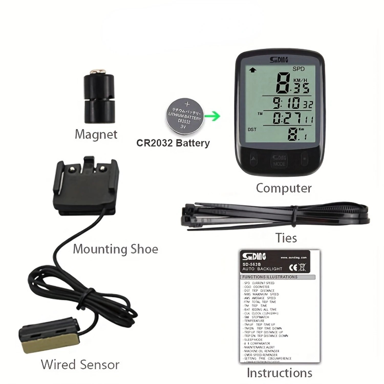 Sunding Multifunctional Waterproof Bike Speedometer And Odometer - Enterprise Express