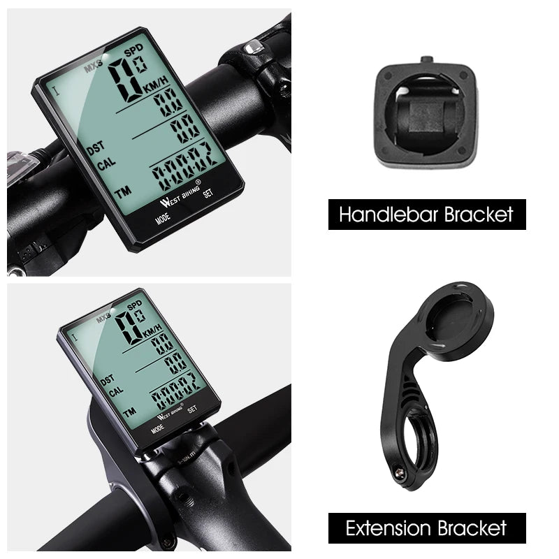 West Biking Bike Computer Wireless/Wired LCD Digital Bike Speedometer Odometer - Enterprise Express
