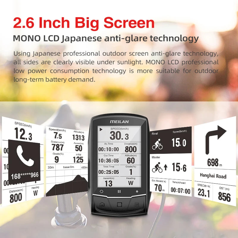 Meilan M1 Bike Computer GPS 2.6 Inch Screen - Enterprise Express